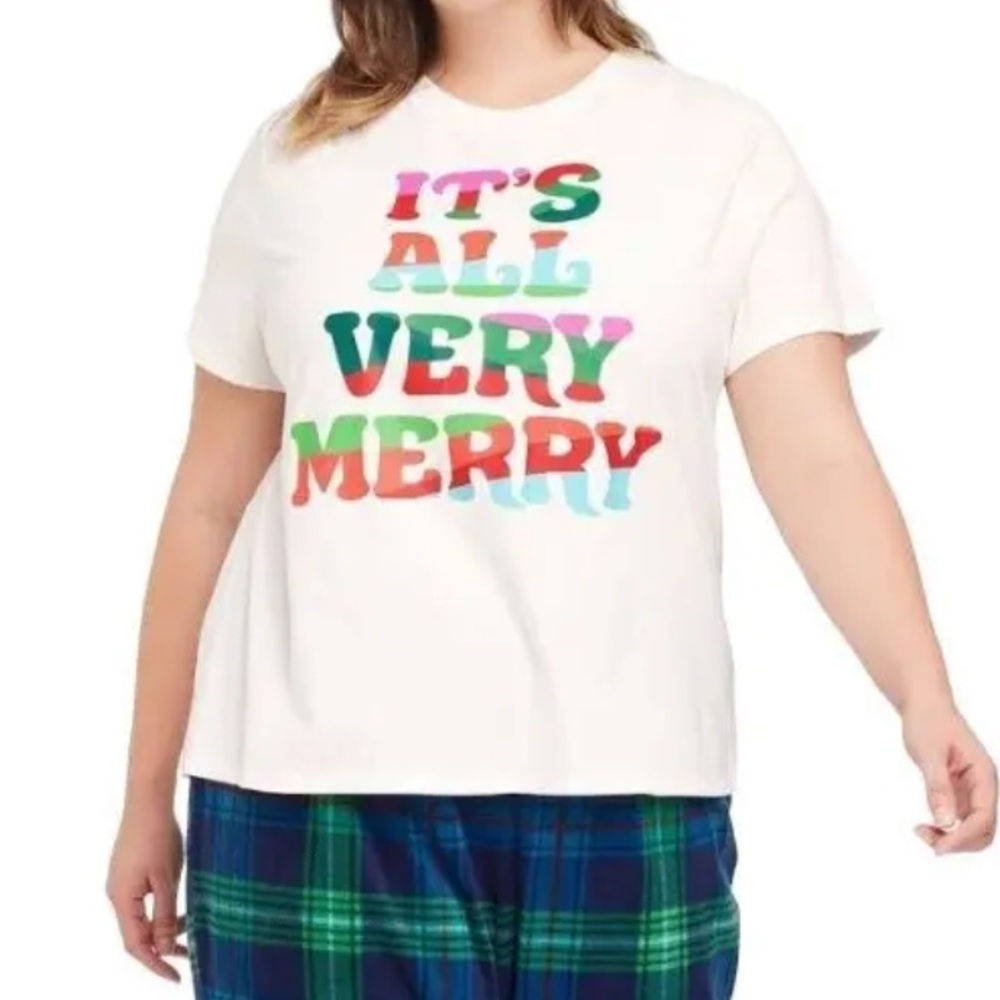 Wondershop Holiday It's All Very Merry Short Sleeve Pajama Sleepwear Shirt 1X
